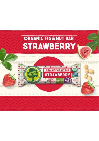 Organik Çilek&incir&fındık Bar-Meyve Barı- Organik Meyve Barı- Glutensiz- Vegan 40 gr x 4 Ad.