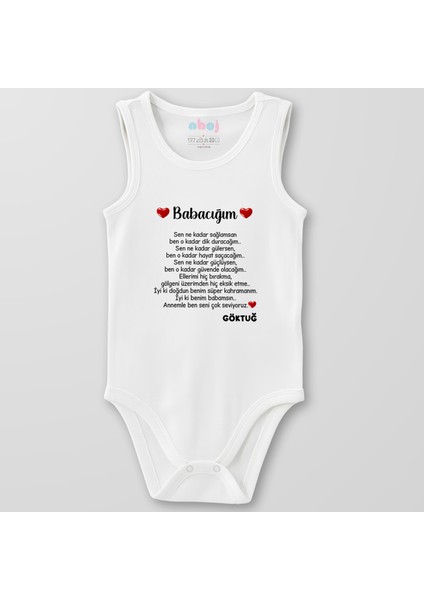 Organik Pamuk Babacığım Kalp Sen Ne Kadar Sağlamsan Bebek Body Çıtçıtlı Zıbın Badi Kolsuz