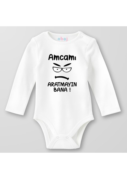 Organik Pamuk Amcamı Aratmayın Bana Bebek Body Çıtçıtlı Zıbın Badi Uzun Kol