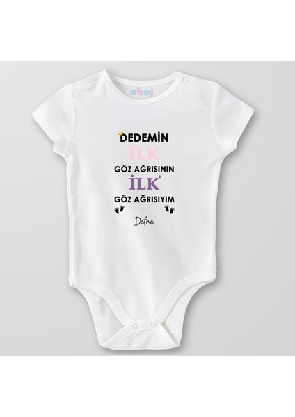 Organik Pamuk Dedemin Ilk Göz Ağrısının Ilk Göz Ağrısıyım Bebek Body Çıtçıtlı Zıbın Badi Kısa Kol