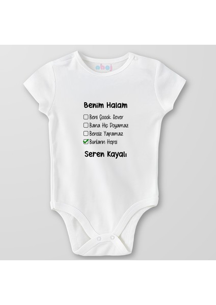 Organik Pamuk Benim Halam Beni Çok Sever Bebek Body Çıtçıtlı Zıbın Badi Kısa Kol