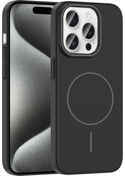 Apple iPhone 15 Pro Max Kılıf Magsafe Şarj Özellikli Tqr Ruby Silikon Kapak - Desert Titanyum