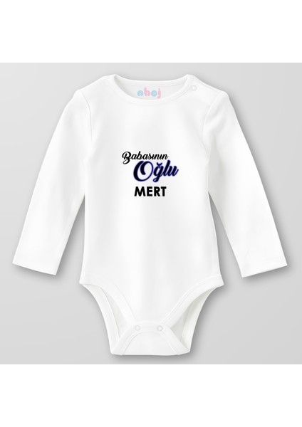 Organik Pamuk Babasının Oğlu Mert Bebek Body Çıtçıtlı Zıbın Badi Uzun Kol