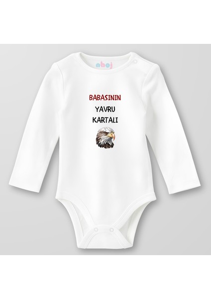 Organik Pamuk Babasının Yavru Kartalı Bebek Body Çıtçıtlı Zıbın Badi Uzun Kol