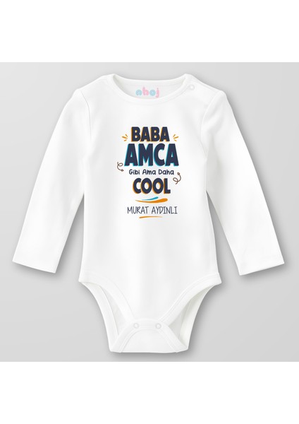 Organik Pamuk Baba Amca Gibi Ama Daha Cool Bebek Body Çıtçıtlı Zıbın Badi Uzun Kol