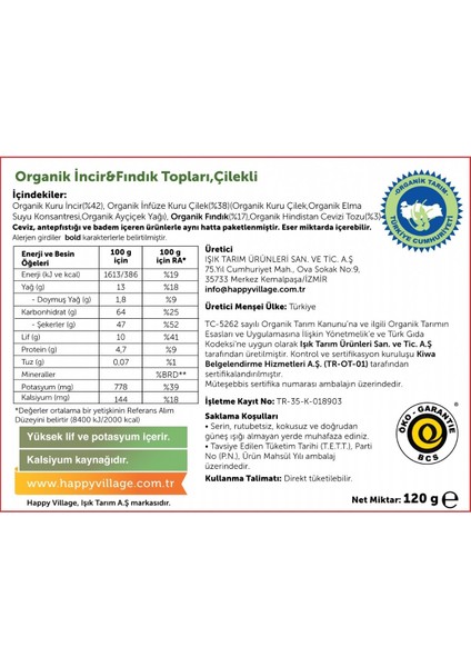 Organik Incir&fındık Topları, çilekli 120 gr fiyatları