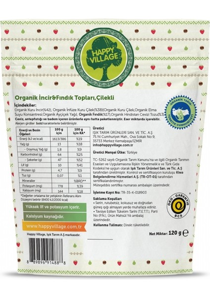 Organik Incir&fındık Topları, çilekli 120 gr fırsatları