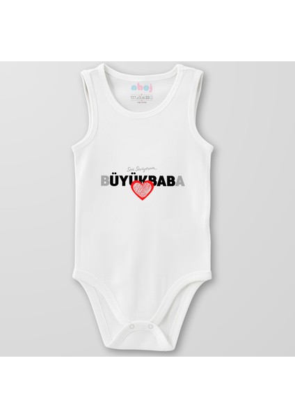 Organik Pamuk Seni Seviyorum Büyükbaba Bebek Body Çıtçıtlı Zıbın Badi Kolsuz