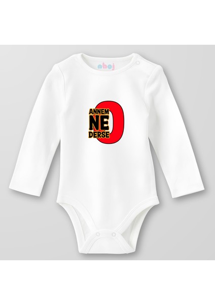 Organik Pamuk Annem Ne Derse O Bebek Body Çıtçıtlı Zıbın Badi Uzun Kol