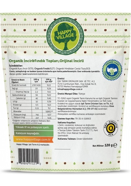 Organik Incir&fındık Topları, Incirli 120 gr fırsatları