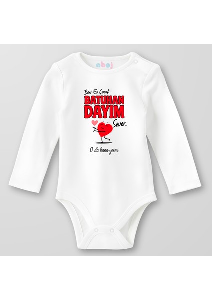 Organik Pamuk Beni En Çok Dayım Sever Bebek Body Çıtçıtlı Zıbın Badi Uzun Kol