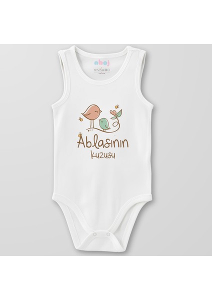 Organik Pamuk Ablasının Kuzusu Bebek Body Çıtçıtlı Zıbın Badi Kolsuz
