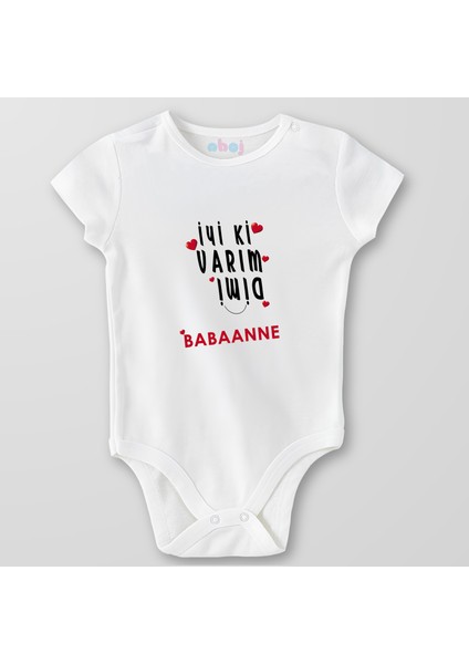 Organik Pamuk Iyi Ki Varım, Değil Mi Babaanne? Bebek Body Çıtçıtlı Zıbın Badi Kısa Kol