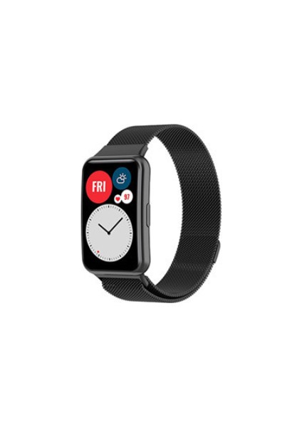 Huawei Watch Fit Uyumlu Krd-01 Metal Kordon Zore - Siyah