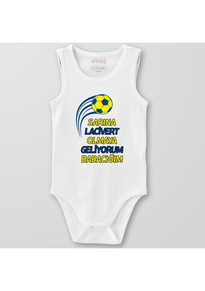 Organik Pamuk Sarına Lacivert Olmaya Geliyorum Babacığım Toplu Bebek Body Çıtçıtlı Zıbın Badi Kolsuz