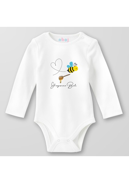 Organik Pamuk Yengesinin Balı Bebek Body Çıtçıtlı Zıbın Badi Uzun Kol