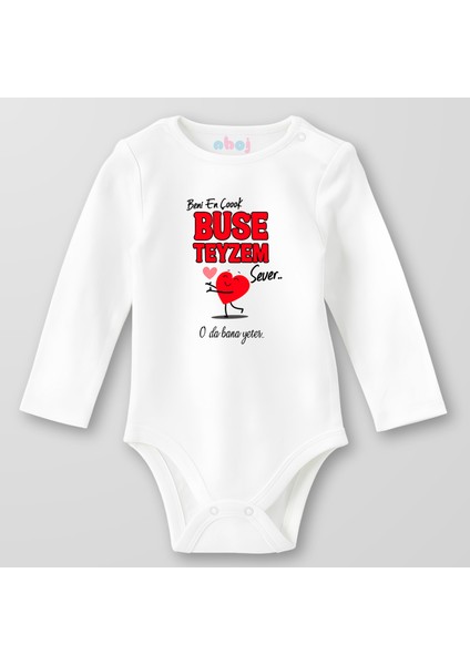 Organik Pamuk Beni En Çok Teyzem Sever Bebek Body Çıtçıtlı Zıbın Badi Uzun Kol