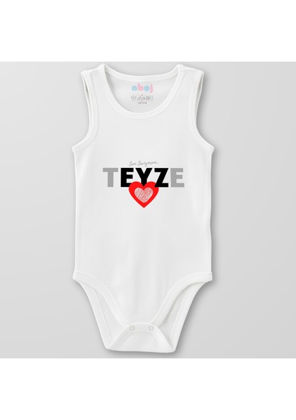 Organik Pamuk Seni Seviyorum Teyze Bebek Body Çıtçıtlı Zıbın Badi Kolsuz
