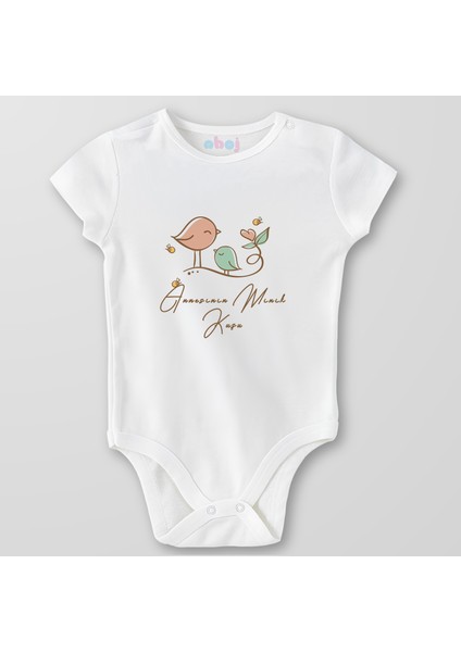 Organik Pamuk Annesinin Minik Kuşu Bebek Body Çıtçıtlı Zıbın Badi Kısa Kol