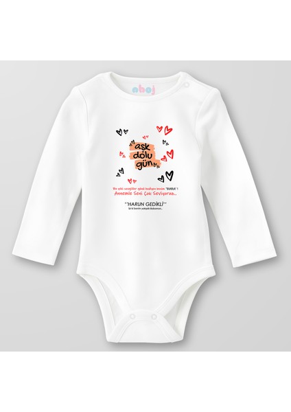 Organik Pamuk Aşk Dolu Gün Baba Bebek Body Çıtçıtlı Zıbın Badi Uzun Kol