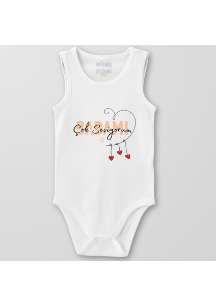 Organik Pamuk Babamı Çok Seviyorum Bebek Body Çıtçıtlı Zıbın Badi Kolsuz