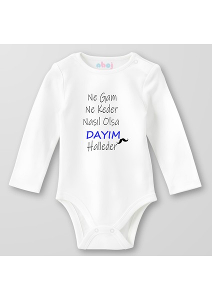 Organik Pamuk Ne Gam Ne Keder Dayım Halleder Bebek Body Çıtçıtlı Zıbın Badi Uzun Kol