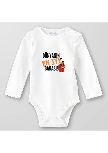 Organik Pamuk Dünyanın En Iyi Babası Bebek Body Çıtçıtlı Zıbın Badi Uzun Kol