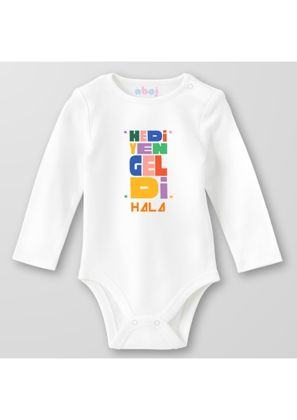 Organik Pamuk Hediyen Geldi Hala Bebek Body Çıtçıtlı Zıbın Badi Uzun Kol