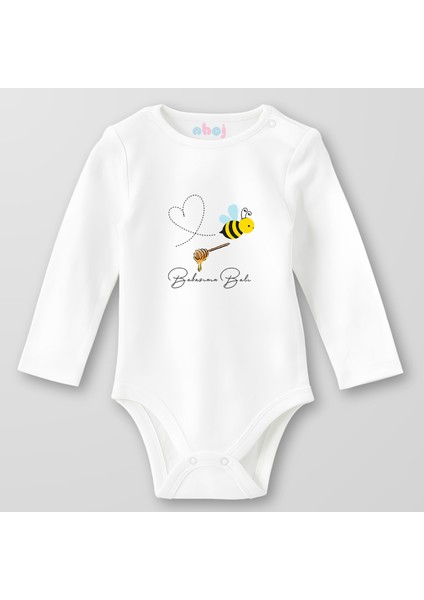 Organik Pamuk Babasının Balı Bebek Body Çıtçıtlı Zıbın Badi Uzun Kol