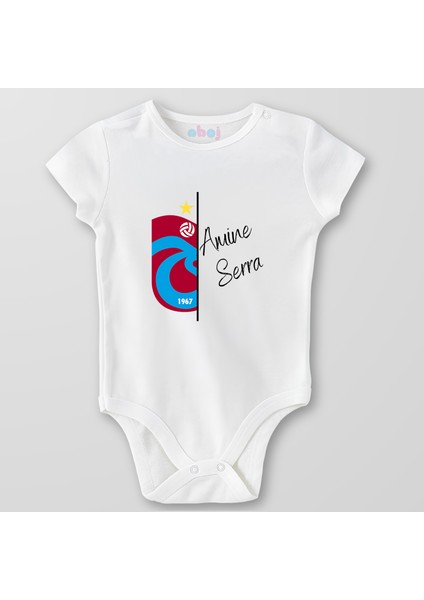 Organik Pamuk Yarım Ts Logo ve Isim Kişiye Özel Bebek Body Çıtçıtlı Zıbın Badi Kısa Kol