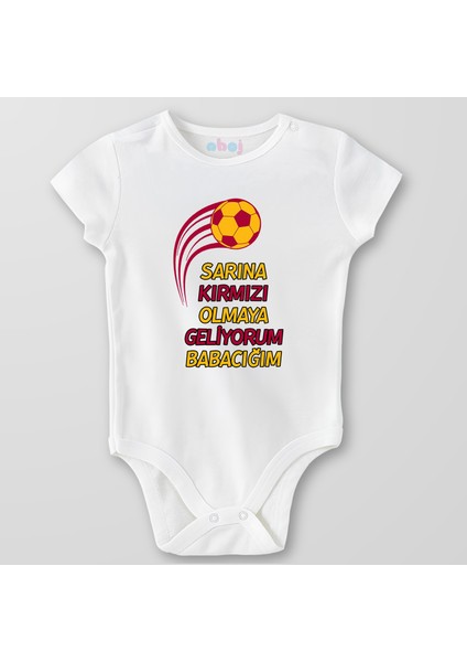 Organik Pamuk Sarına Kırmızı Olmaya Geliyorum Babacığım Toplu Bebek Body Çıtçıtlı Zıbın Badi Kısa Kol