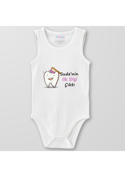 Organik Pamuk Ilk Diş Kız Bebek Bebek Body Çıtçıtlı Zıbın Badi Kolsuz