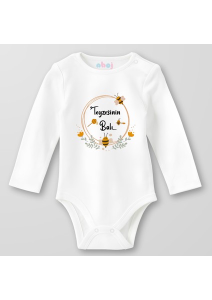 Organik Pamuk Arılı Teyzesinin Balı Arılı Bebek Body Çıtçıtlı Zıbın Badi Uzun Kol