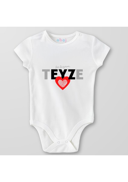 Organik Pamuk Seni Seviyorum Teyze Bebek Body Çıtçıtlı Zıbın Badi Kısa Kol
