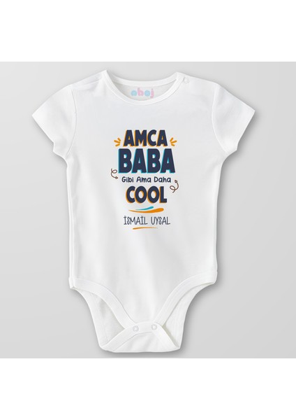 Organik Pamuk Amca Baba Gibi Ama Daha Cool Bebek Body Çıtçıtlı Zıbın Badi Kısa Kol