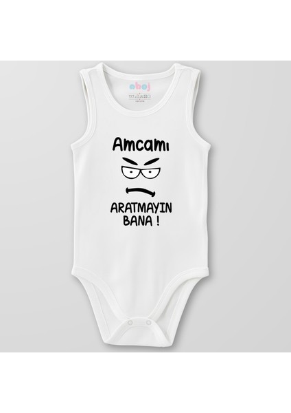 Organik Pamuk Amcamı Aratmayın Bana Bebek Body Çıtçıtlı Zıbın Badi Kolsuz