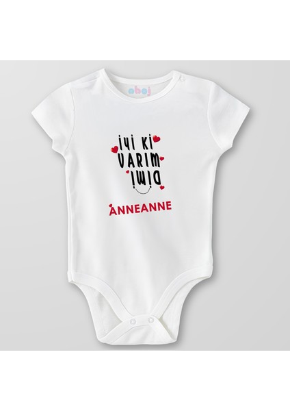 Organik Pamuk Iyi Ki Varım, Değil Mi Anneanne? Bebek Body Çıtçıtlı Zıbın Badi Kısa Kol