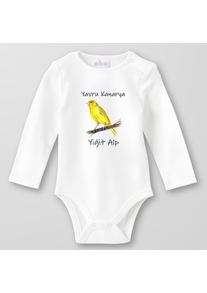 Organik Pamuk Yavru Kanarya Bebek Body Çıtçıtlı Zıbın Badi Uzun Kol