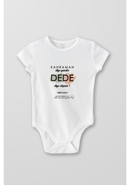 Organik Pamuk Kahraman Diye Yazılır Dede Diye Okunur Bebek Body Çıtçıtlı Zıbın Badi Kısa Kol