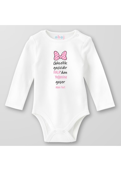 Organik Pamuk Güzellik Geçicidir Haladan Yeğenine Geçer Bebek Body Çıtçıtlı Zıbın Badi Uzun Kol