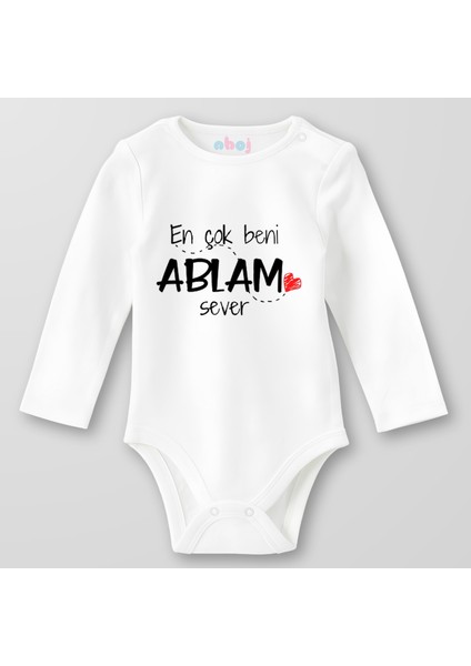 Organik Pamuk En Çok Beni Ablam Sever Bebek Body Çıtçıtlı Zıbın Badi Uzun Kol