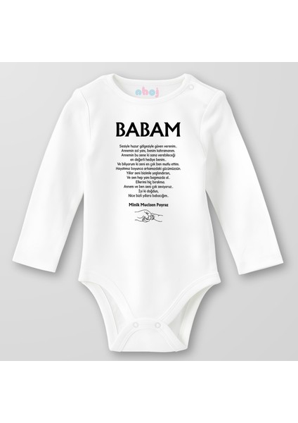 Organik Pamuk Sesiyle Huzur, Sesiyle Güven Verenim Babam Bebek Body Çıtçıtlı Zıbın Badi Uzun Kol