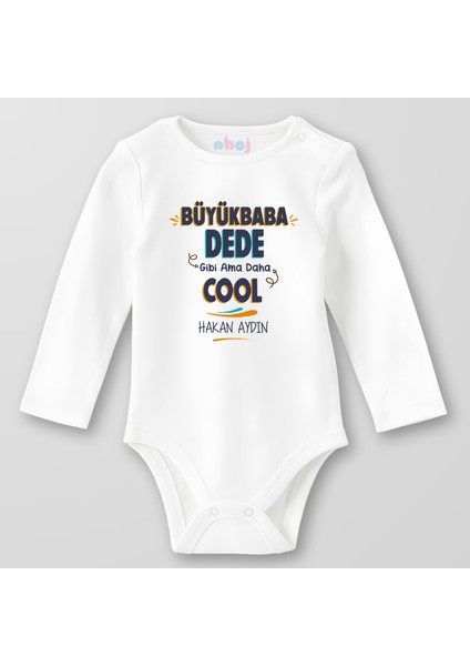 Organik Pamuk Büyükbaba Dede Gibi Ama Daha Cool Bebek Body Çıtçıtlı Zıbın Badi Uzun Kol