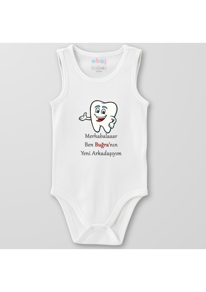 Organik Pamuk Yeni Arkadaş Diş Bebek Body Çıtçıtlı Zıbın Badi Kolsuz