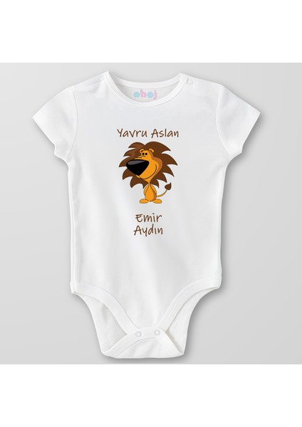 Organik Pamuk Yavru Aslan Bebek Body Çıtçıtlı Zıbın Badi Kısa Kol