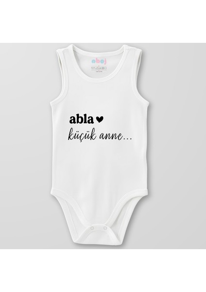 Organik Pamuk Abla Küçük Anne Bebek Body Çıtçıtlı Zıbın Badi Kolsuz