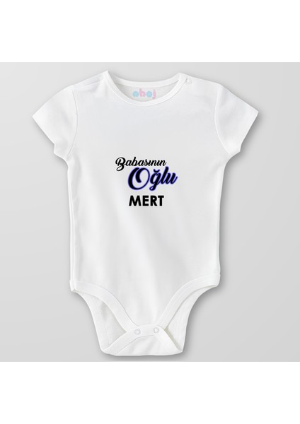 Organik Pamuk Babasının Oğlu Mert Bebek Body Çıtçıtlı Zıbın Badi Kısa Kol