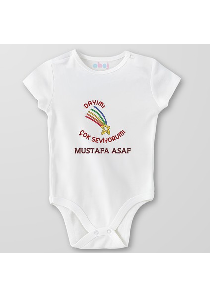 Organik Pamuk Dayımı Çok Seviyorumm Bebek Body Çıtçıtlı Zıbın Badi Kısa Kol