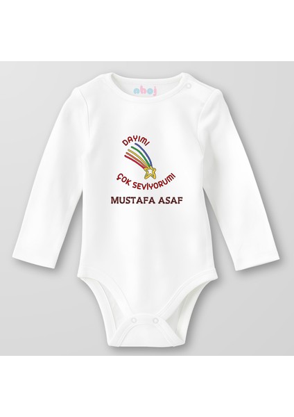 Organik Pamuk Dayımı Çok Seviyorumm Bebek Body Çıtçıtlı Zıbın Badi Uzun Kol