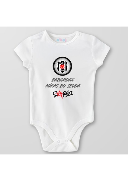 Organik Pamuk Babamdan Miras Bu Sevda Bebek Body Çıtçıtlı Zıbın Badi Kısa Kol